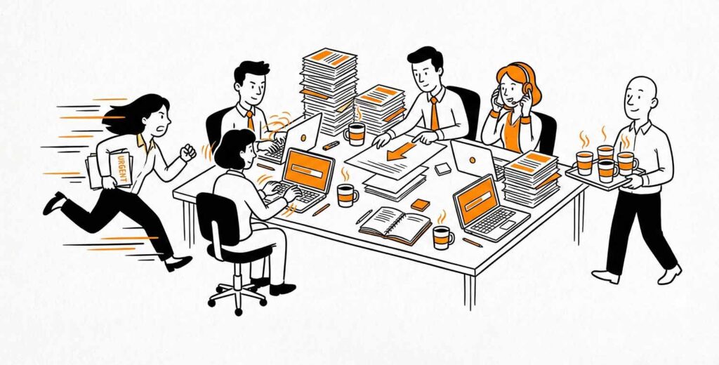 filmowanie kultury organizacyjnej - ciezka praca w biurze